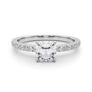 Sculpted Prong-Set Round Diamond Engagement Ring in 10K/14K gold and platinum with certified lab-grown or natural diamonds