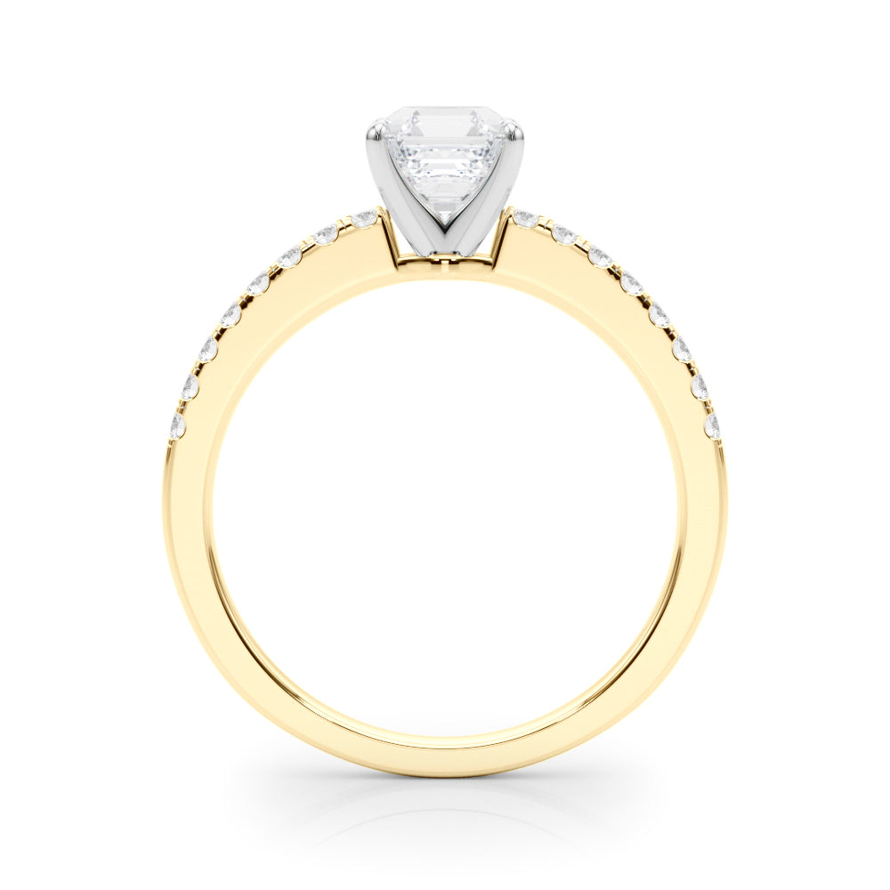 Sculpted Prong-Set Round Diamond Engagement Ring in 10K/14K gold and platinum with certified lab-grown or natural diamonds