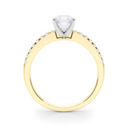 Sculpted Prong-Set Round Diamond Engagement Ring in 10K/14K gold and platinum with certified lab-grown or natural diamonds