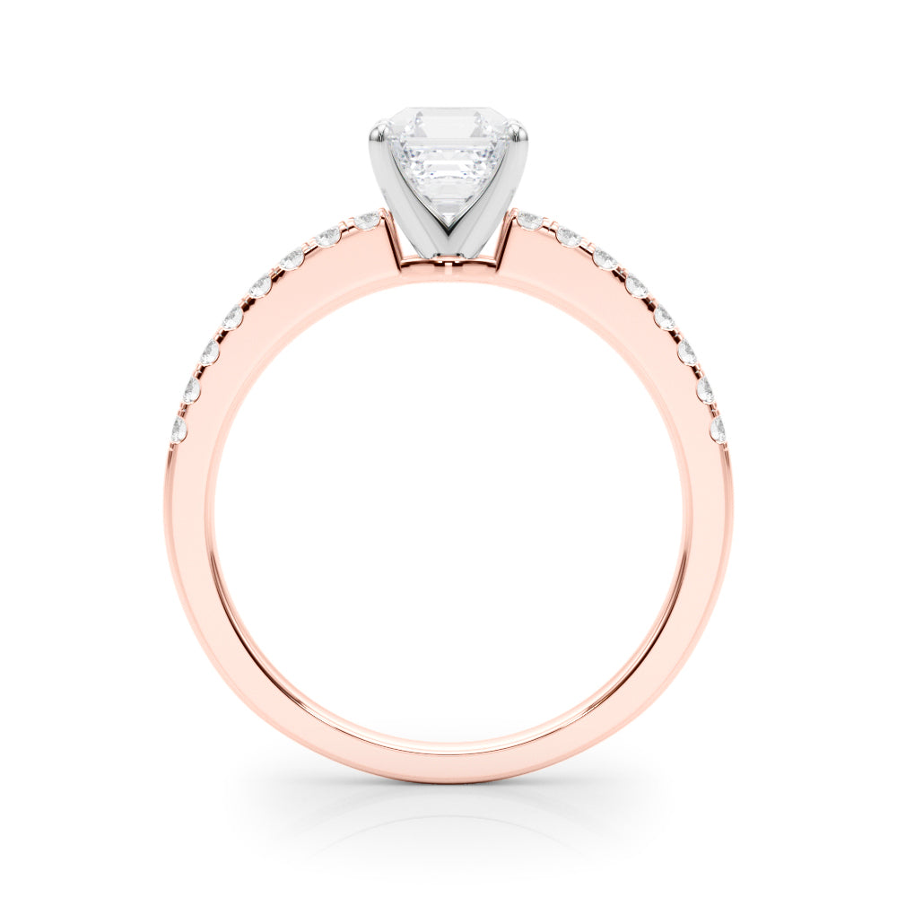Sculpted Prong-Set Round Diamond Engagement Ring in 10K/14K gold and platinum with certified lab-grown or natural diamonds