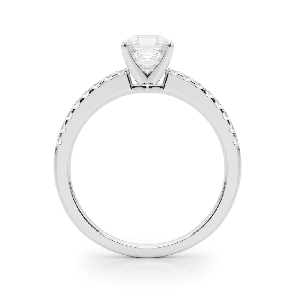 Sculpted Prong-Set Round Diamond Engagement Ring in 10K/14K gold and platinum with certified lab-grown or natural diamonds