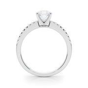 Sculpted Prong-Set Round Diamond Engagement Ring in 10K/14K gold and platinum with certified lab-grown or natural diamonds