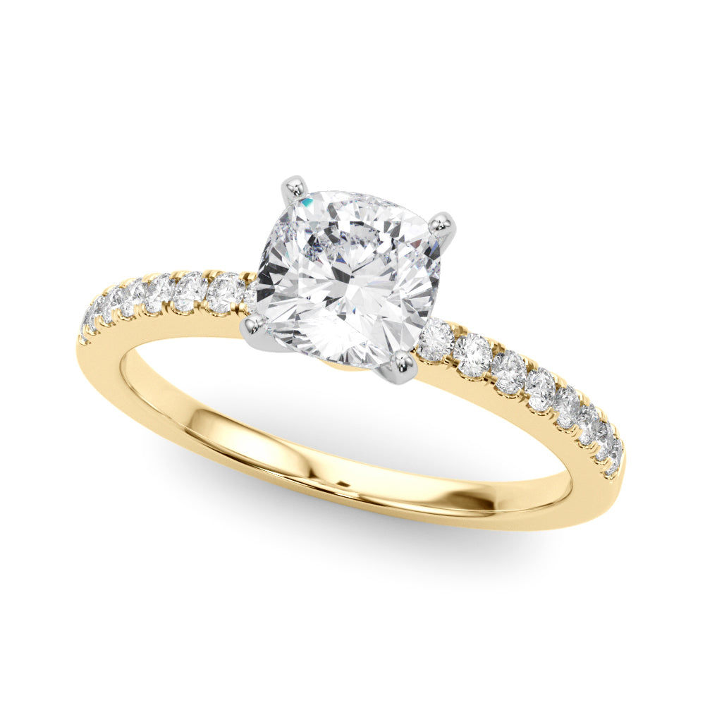 Sculpted Prong-Set Round Diamond Engagement Ring in 10K/14K gold and platinum with certified lab-grown or natural diamonds