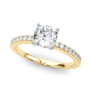 Sculpted Prong-Set Round Diamond Engagement Ring in 10K/14K gold and platinum with certified lab-grown or natural diamonds