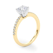 Sculpted Prong-Set Round Diamond Engagement Ring in 10K/14K gold and platinum with certified lab-grown or natural diamonds