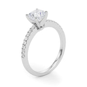 Sculpted Prong-Set Round Diamond Engagement Ring in 10K/14K gold and platinum with certified lab-grown or natural diamonds