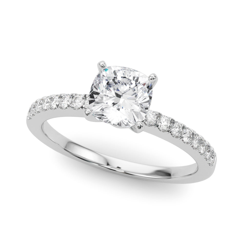 Sculpted Prong-Set Round Diamond Engagement Ring in 10K/14K gold and platinum with certified lab-grown or natural diamonds