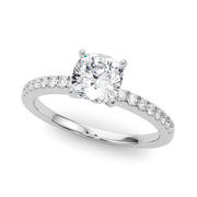 Sculpted Prong-Set Round Diamond Engagement Ring in 10K/14K gold and platinum with certified lab-grown or natural diamonds