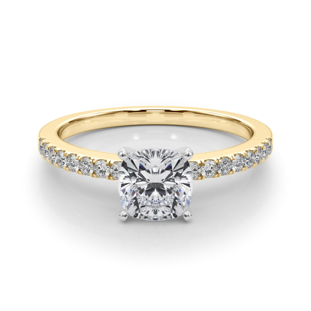 Sculpted Prong-Set Round Diamond Engagement Ring in 10K/14K gold and platinum with certified lab-grown or natural diamonds