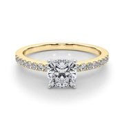 Sculpted Prong-Set Round Diamond Engagement Ring in 10K/14K gold and platinum with certified lab-grown or natural diamonds