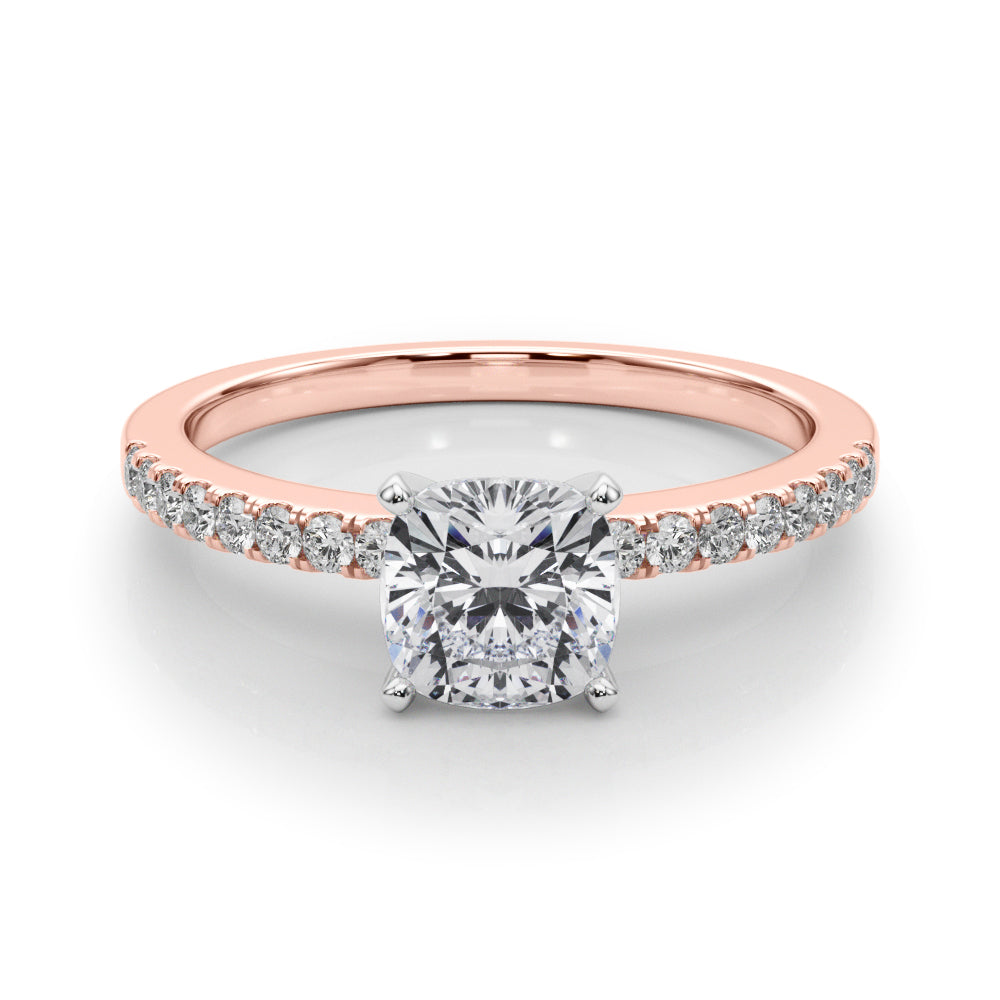 Sculpted Prong-Set Round Diamond Engagement Ring in 10K/14K gold and platinum with certified lab-grown or natural diamonds