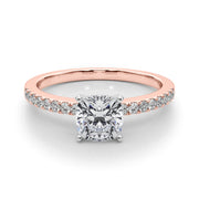 Sculpted Prong-Set Round Diamond Engagement Ring in 10K/14K gold and platinum with certified lab-grown or natural diamonds