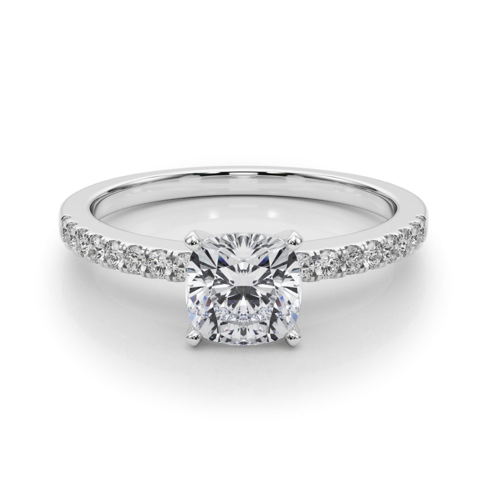 Sculpted Prong-Set Round Diamond Engagement Ring in 10K/14K gold and platinum with certified lab-grown or natural diamonds