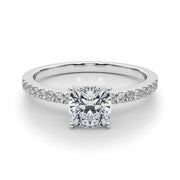 Sculpted Prong-Set Round Diamond Engagement Ring in 10K/14K gold and platinum with certified lab-grown or natural diamonds