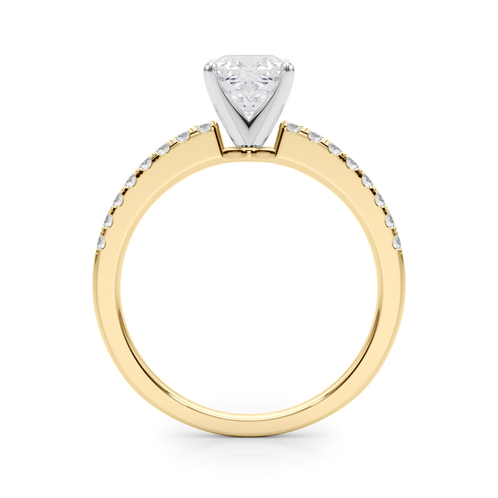 Sculpted Prong-Set Round Diamond Engagement Ring in 10K/14K gold and platinum with certified lab-grown or natural diamonds