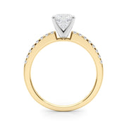 Sculpted Prong-Set Round Diamond Engagement Ring in 10K/14K gold and platinum with certified lab-grown or natural diamonds