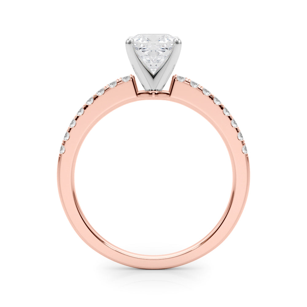 Sculpted Prong-Set Round Diamond Engagement Ring in 10K/14K gold and platinum with certified lab-grown or natural diamonds