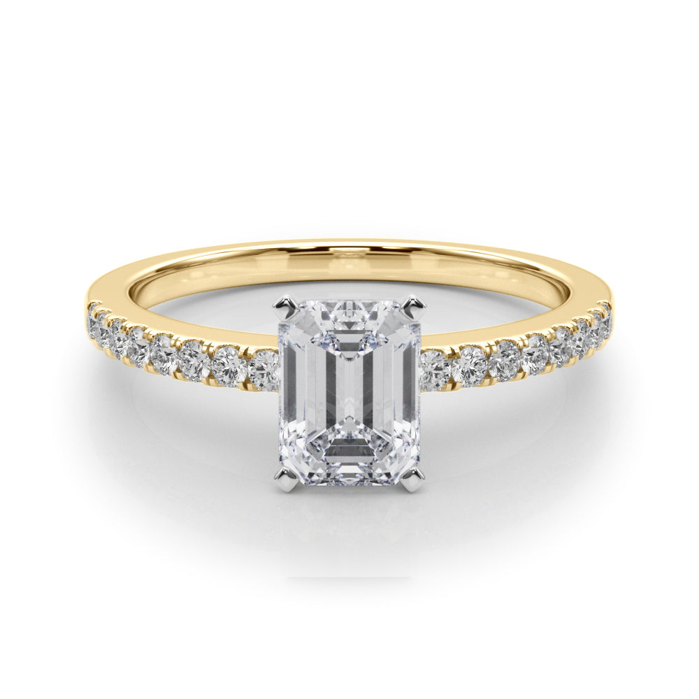 Sculpted Prong-Set Round Diamond Engagement Ring in 10K/14K gold and platinum with certified lab-grown or natural diamonds