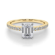 Sculpted Prong-Set Round Diamond Engagement Ring in 10K/14K gold and platinum with certified lab-grown or natural diamonds