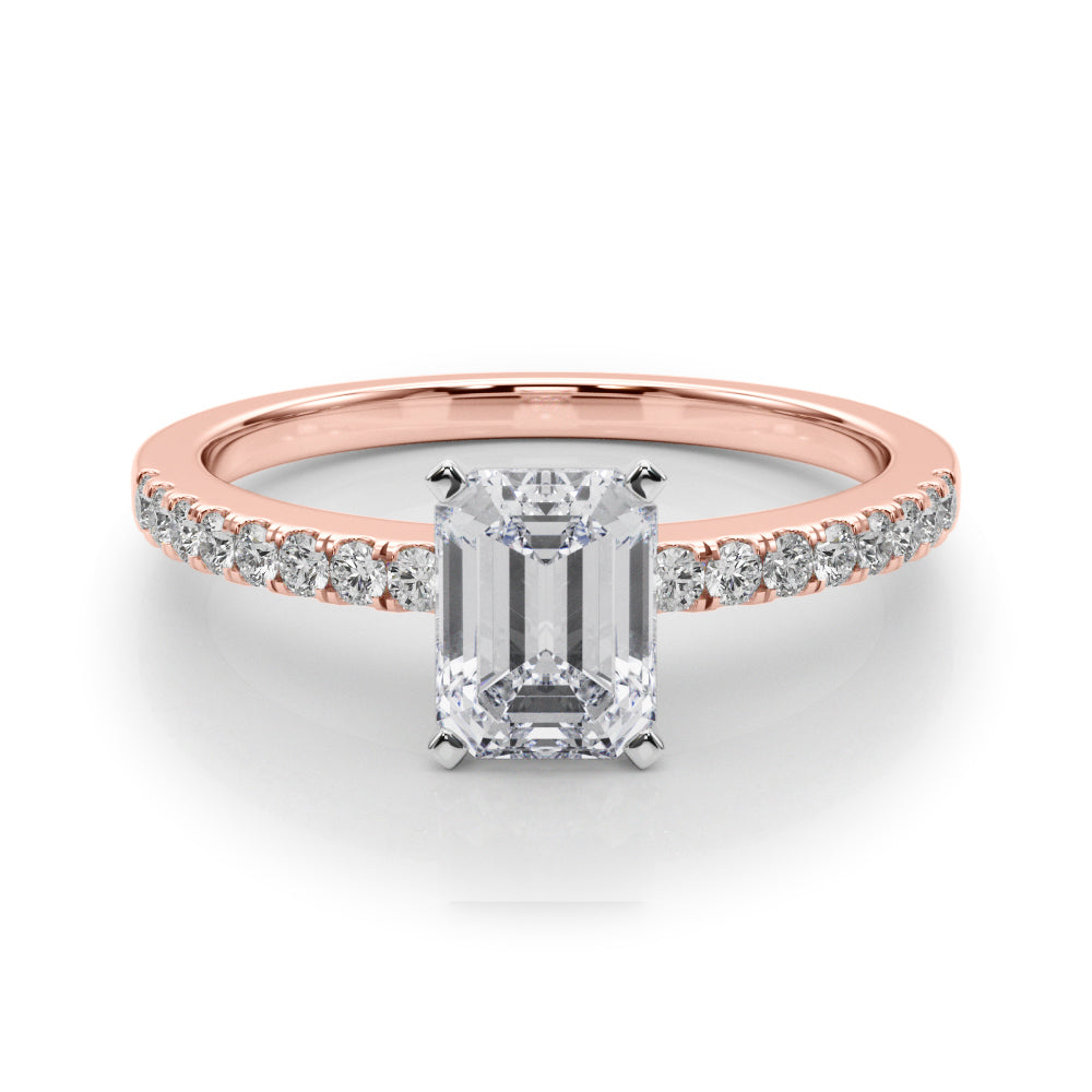 Sculpted Prong-Set Round Diamond Engagement Ring in 10K/14K gold and platinum with certified lab-grown or natural diamonds