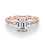 Sculpted Prong-Set Round Diamond Engagement Ring in 10K/14K gold and platinum with certified lab-grown or natural diamonds