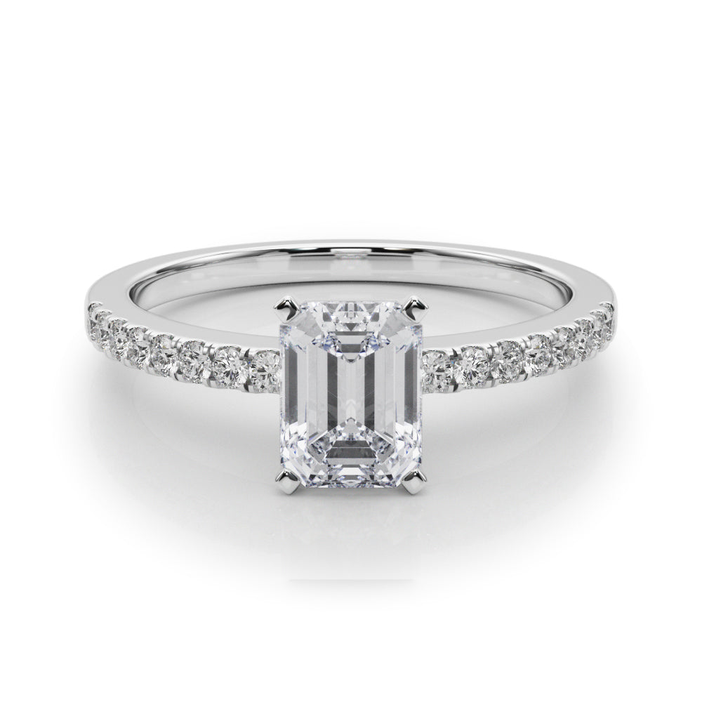 Sculpted Prong-Set Round Diamond Engagement Ring in 10K/14K gold and platinum with certified lab-grown or natural diamonds