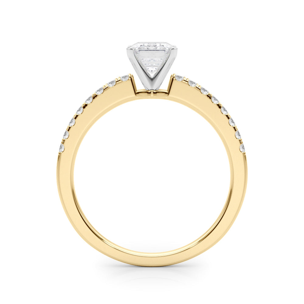Sculpted Prong-Set Round Diamond Engagement Ring in 10K/14K gold and platinum with certified lab-grown or natural diamonds