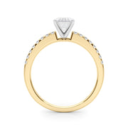 Sculpted Prong-Set Round Diamond Engagement Ring in 10K/14K gold and platinum with certified lab-grown or natural diamonds