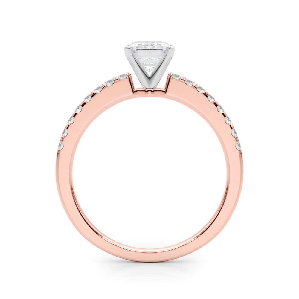 Sculpted Prong-Set Round Diamond Engagement Ring in 10K/14K gold and platinum with certified lab-grown or natural diamonds