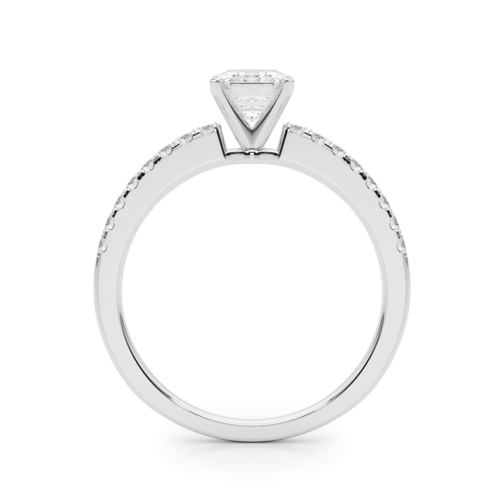 Sculpted Prong-Set Round Diamond Engagement Ring in 10K/14K gold and platinum with certified lab-grown or natural diamonds