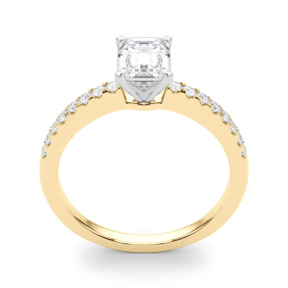 Sculpted Prong-Set Round Diamond Engagement Ring in 10K/14K gold and platinum with certified lab-grown or natural diamonds