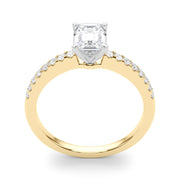 Sculpted Prong-Set Round Diamond Engagement Ring in 10K/14K gold and platinum with certified lab-grown or natural diamonds