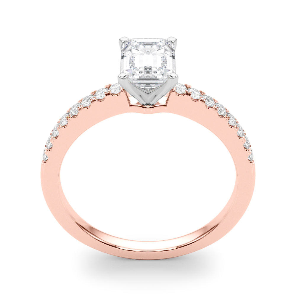 Sculpted Prong-Set Round Diamond Engagement Ring in 10K/14K gold and platinum with certified lab-grown or natural diamonds