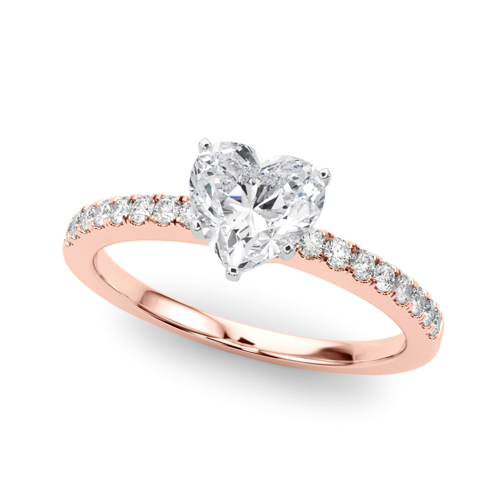 Sculpted Prong-Set Round Diamond Engagement Ring in 10K/14K gold and platinum with certified lab-grown or natural diamonds