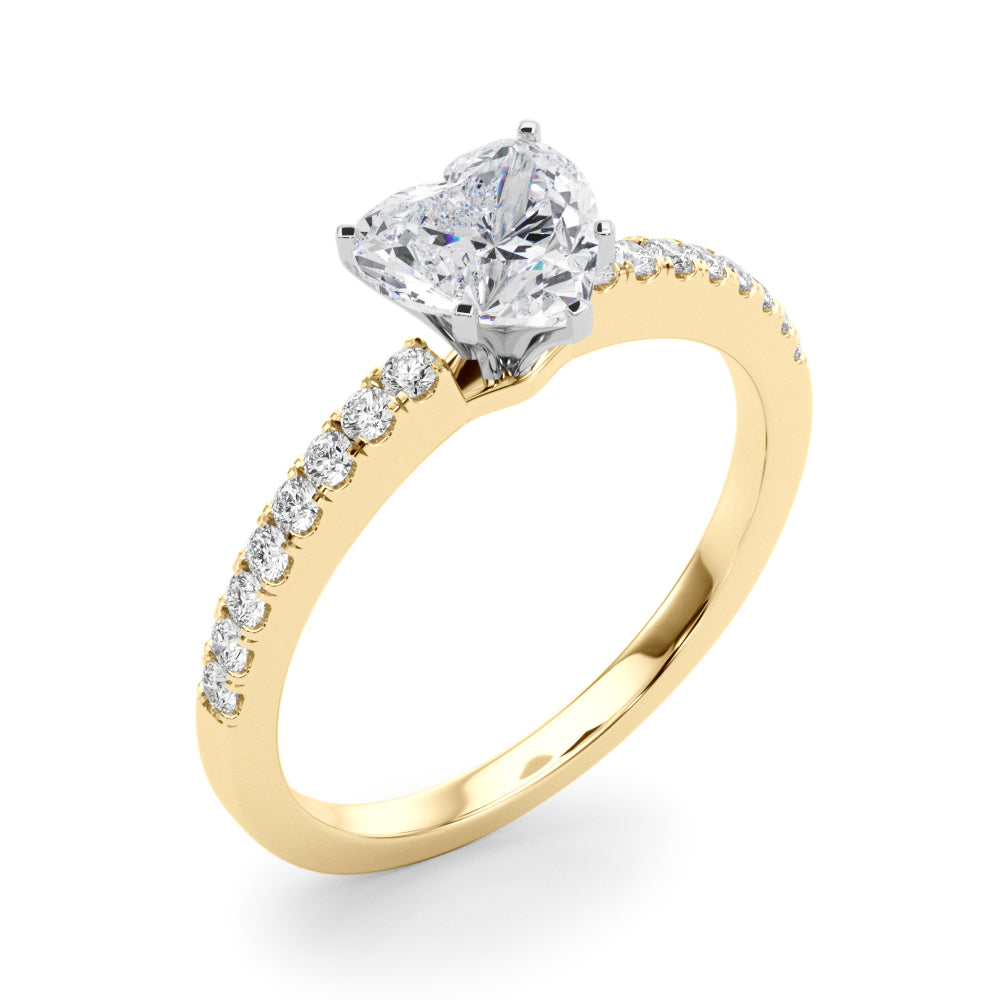 Sculpted Prong-Set Round Diamond Engagement Ring in 10K/14K gold and platinum with certified lab-grown or natural diamonds