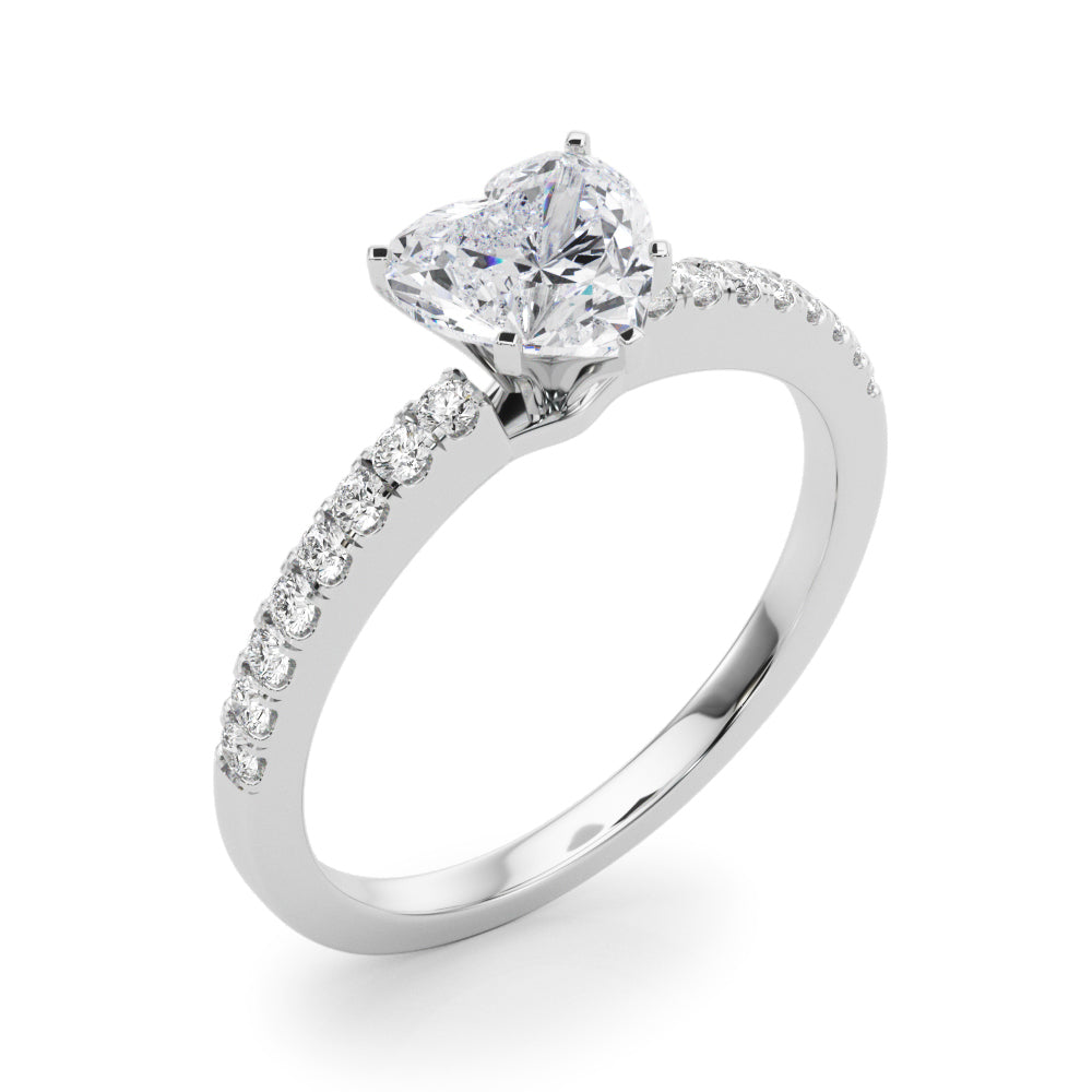 Sculpted Prong-Set Round Diamond Engagement Ring in 10K/14K gold and platinum with certified lab-grown or natural diamonds