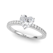Sculpted Prong-Set Round Diamond Engagement Ring in 10K/14K gold and platinum with certified lab-grown or natural diamonds
