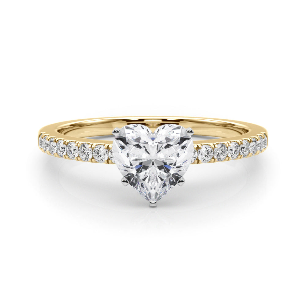Sculpted Prong-Set Round Diamond Engagement Ring in 10K/14K gold and platinum with certified lab-grown or natural diamonds