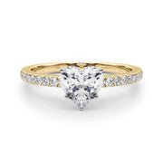 Sculpted Prong-Set Round Diamond Engagement Ring in 10K/14K gold and platinum with certified lab-grown or natural diamonds