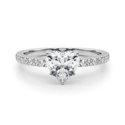 Sculpted Prong-Set Round Diamond Engagement Ring in 10K/14K gold and platinum with certified lab-grown or natural diamonds