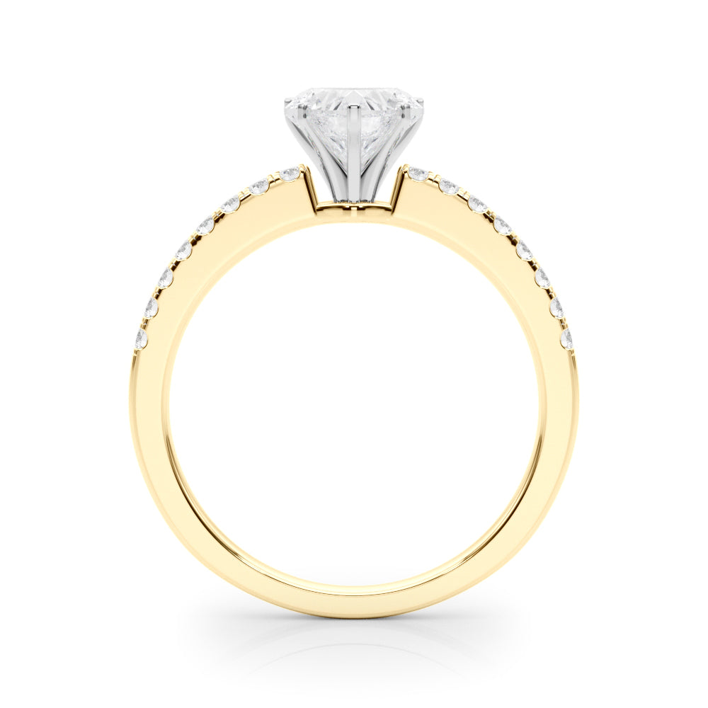 Sculpted Prong-Set Round Diamond Engagement Ring in 10K/14K gold and platinum with certified lab-grown or natural diamonds