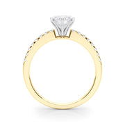 Sculpted Prong-Set Round Diamond Engagement Ring in 10K/14K gold and platinum with certified lab-grown or natural diamonds