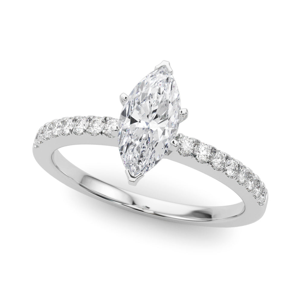 Sculpted Prong-Set Round Diamond Engagement Ring in 10K/14K gold and platinum with certified lab-grown or natural diamonds