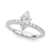 Sculpted Prong-Set Round Diamond Engagement Ring in 10K/14K gold and platinum with certified lab-grown or natural diamonds