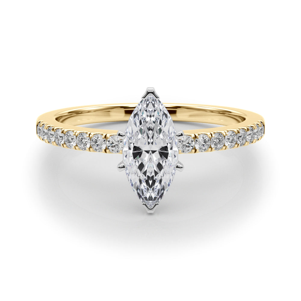 Sculpted Prong-Set Round Diamond Engagement Ring in 10K/14K gold and platinum with certified lab-grown or natural diamonds