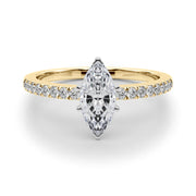 Sculpted Prong-Set Round Diamond Engagement Ring in 10K/14K gold and platinum with certified lab-grown or natural diamonds