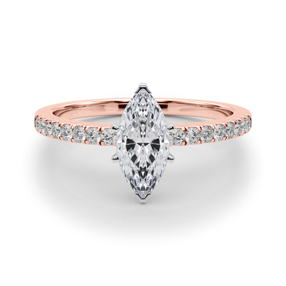 Sculpted Prong-Set Round Diamond Engagement Ring in 10K/14K gold and platinum with certified lab-grown or natural diamonds