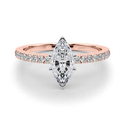 Sculpted Prong-Set Round Diamond Engagement Ring in 10K/14K gold and platinum with certified lab-grown or natural diamonds