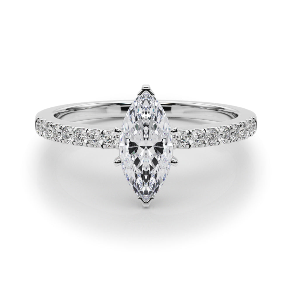 Sculpted Prong-Set Round Diamond Engagement Ring in 10K/14K gold and platinum with certified lab-grown or natural diamonds
