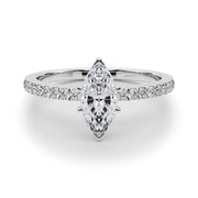 Sculpted Prong-Set Round Diamond Engagement Ring in 10K/14K gold and platinum with certified lab-grown or natural diamonds